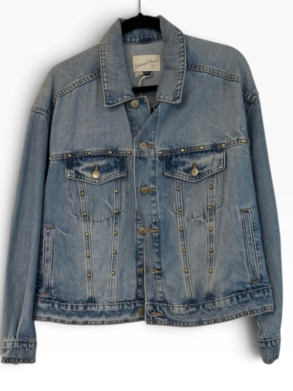Universal Thread Studded Denim Trucker Jacket - Light Wash Size Small oversized